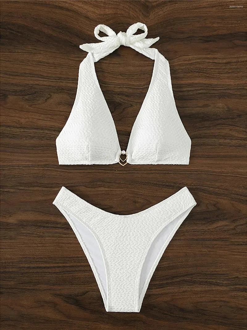 XS L Womens Brazilian Pearl Bikini Set With Wrinkled Halter Top Two Piece Swimsuits 2022 For Beach And Pool K4713 From Jaymesrianna 16.12 DHgate.Com