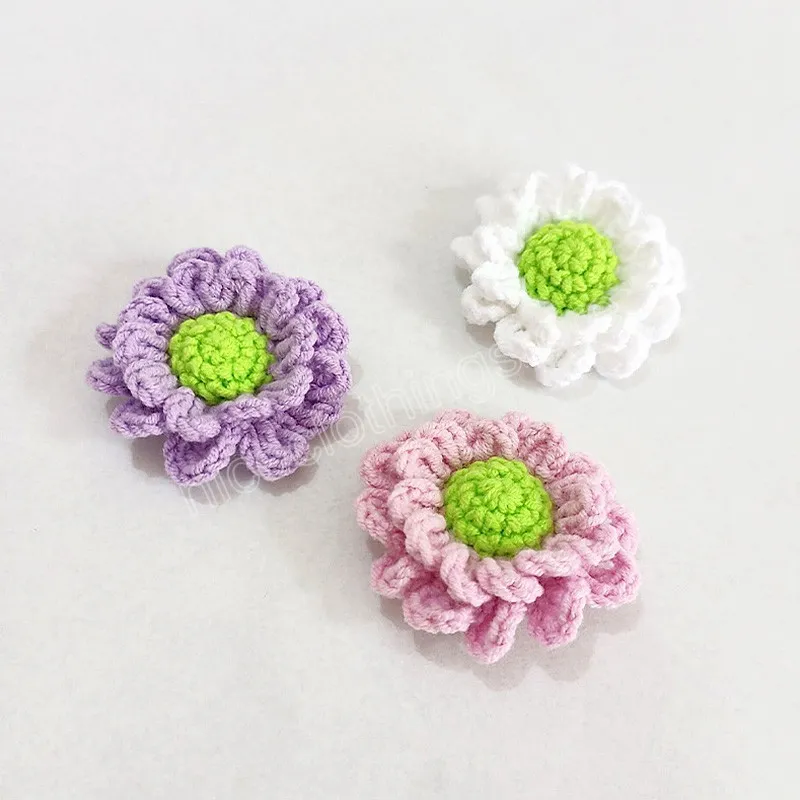 Flores de malha bonitas broches mulheres meninas meninas feitas à mão Broches florais de madeir