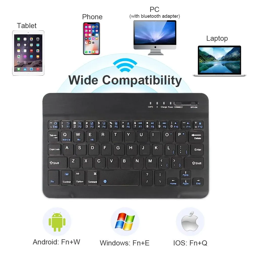 Tangentbord mini trådlöst Bluetooth -tangentbord för iPad mobiltelefon surfplatta mute -knapp laddningsbart tangentbord för Android iOS -fönster