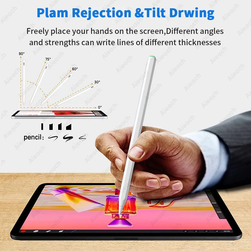 Acheter Stylet pour tablette iPad, avec rejet de la paume et induction  d'inclinaison, pour Apple Pencil 12.9 11, stylet 1er 2ème Pro 6 Air 5,  accessoires pour iPad