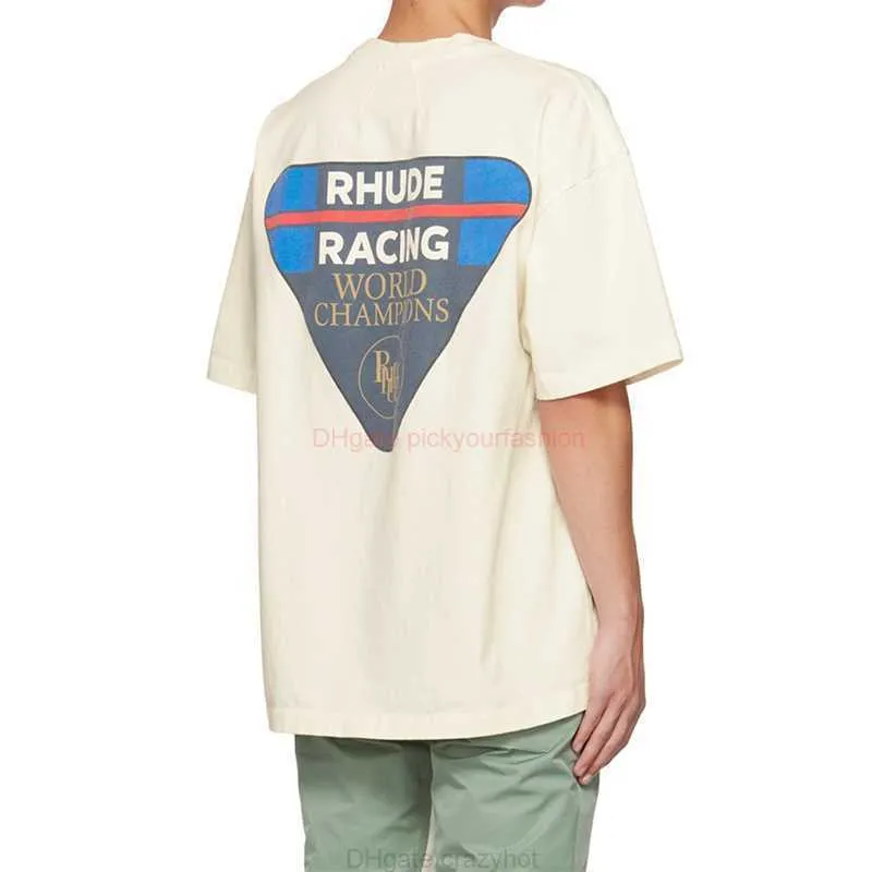 Designermodekläder T-shirts T-shirt Trendig Rhude Amerikansk Sommarsegling Vintage Mångsidig Loose Fit Vtg Rundhalsad T-shirt för par Kortärmad Bomull Streetwear