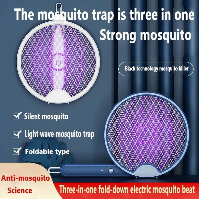 Other Home Garden Upgrade Foldable Electric Mosquito Swatter Wall-mountable Portable Mosquito Killer USB Rechargeable Purple Light Trap Mosquitoe 230526