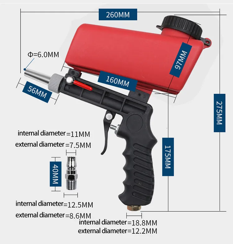 Sableuse Pneumatique Portable 90 PSI - Petit Modèle à Gravité, Pour Nettoyage Et Décapage