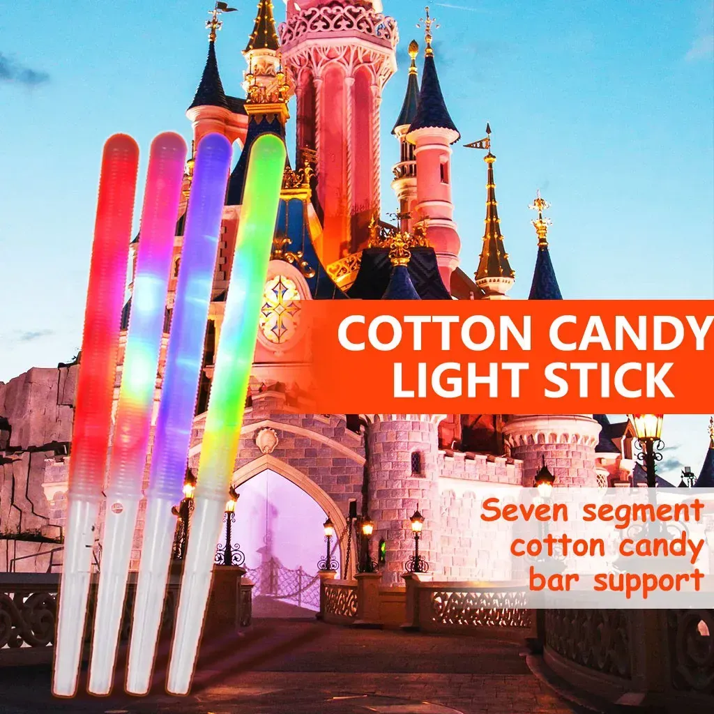 Non-disposable Food-grade Light Cotton Candy Cones Colorful Glowing Luminous Marshmallow Sticks Flashing Key Christmas Party sxaug12