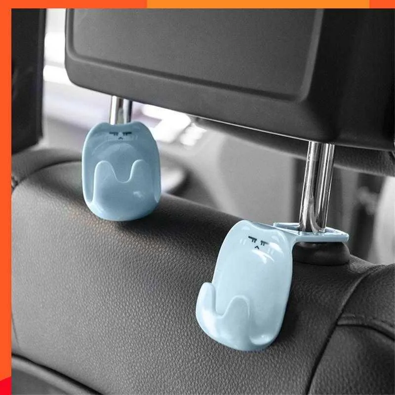 NIEUW 2PCS/PACK LUKT CARToon Hooks Auto Accessories Beta Hanger Hanger Hoofdsteun Mount opslaghouder kat dierendecoratie haak interieur