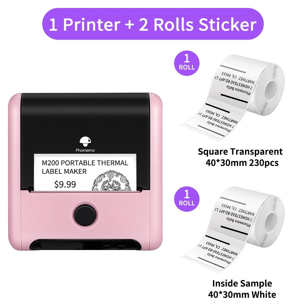Printers Phomemo Label Printer M200 Sticker Maker Use for Transparent Thermal Labels 2022 Upgrade Series M110 Label Printer for Labeling