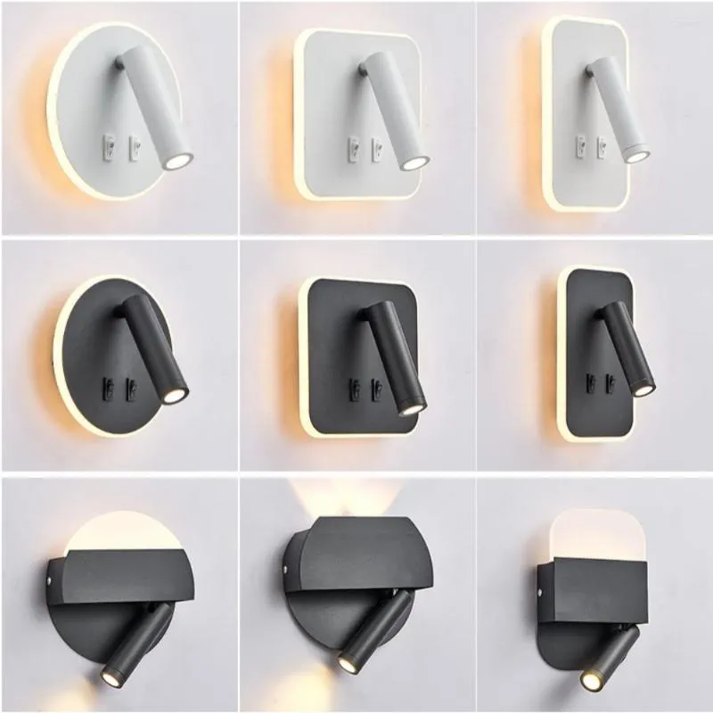 Wall Lamp LED Light Backlight 325° Rotation Adjustable For Bedroom Bedside Study Sconce With Switch 3W 6W 8W 9W 10W