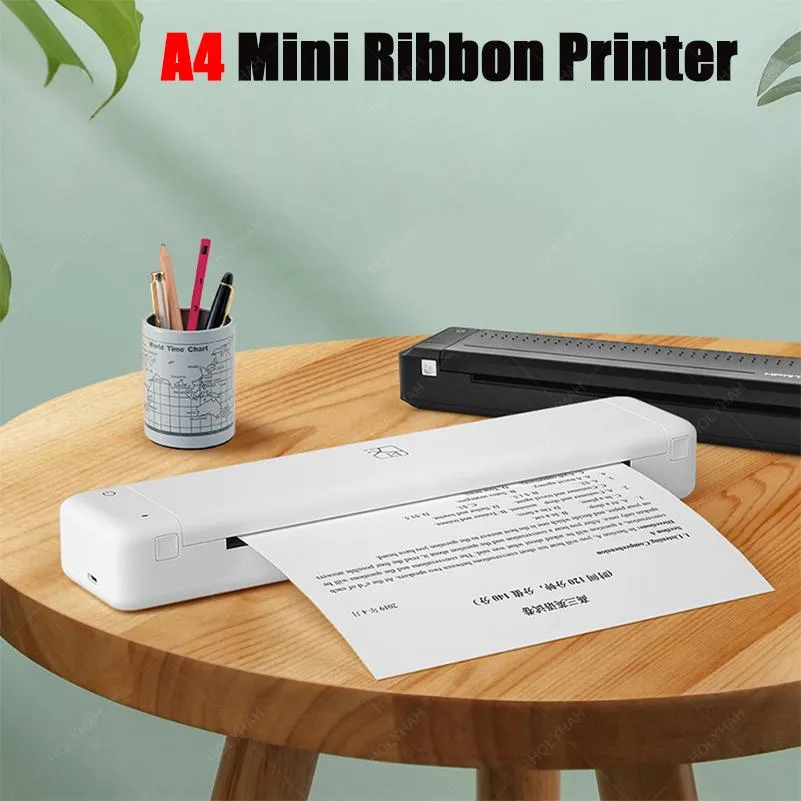 Imprimantes A4 Ribbon Imprimante Portable Document Imprimante 210mm USB Bluetooth Home Business Mini Mobile Small Size Imprimante ou Thermal Imprimante