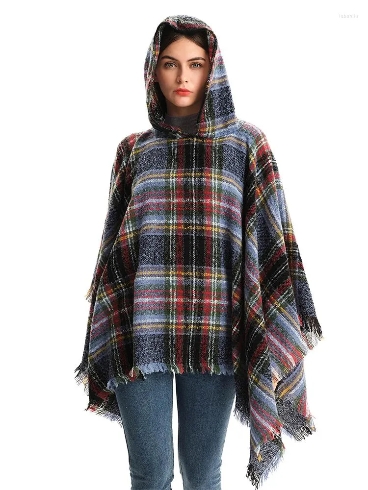 Scarves Knitted Women Scarf Winter Striped Pullover Warm Wrap Shawl Lady Chales Femme Hooded Capa Mujer Cachecol Poncho Feminino Inverno