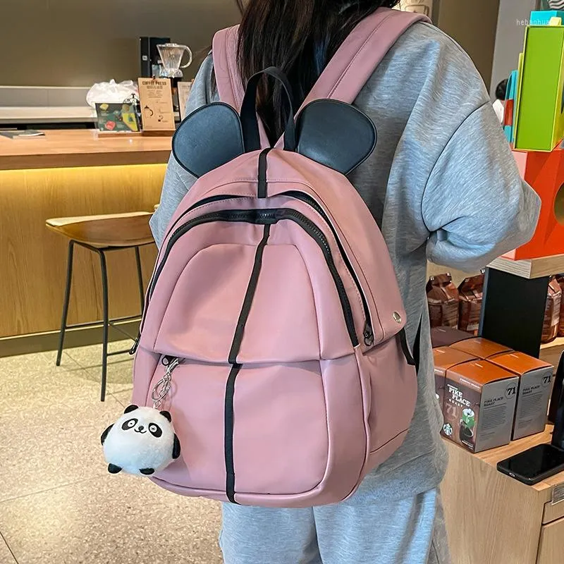 バックパック日本のかわいい耳女性ソフトレザーガールズバックパック高級デザイナーバックパックラップトップバッグ大容量旅行