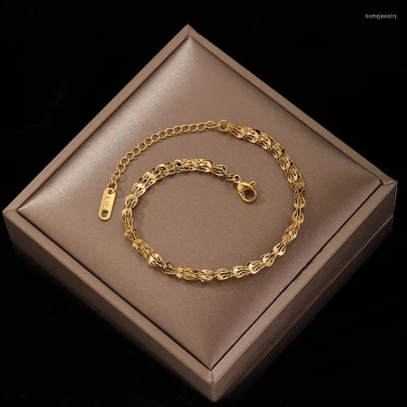 Link Armbänder Klassische Licht Luxus Gold Farbe Edelstahl Für Frauen Koreanische Mode Temperament Handgelenk Kette Schmuck Weibliche
