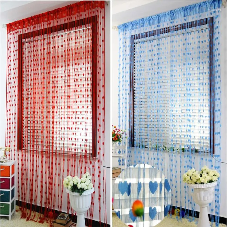 Curtain Sale! 2pcs/lot Romantic Heart Line Tassel String Door Window Room Divider Valance Size:1m 2m 9 Colors