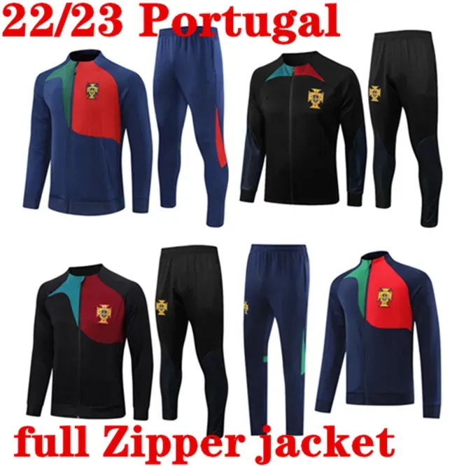 2022 2023 survêtement Hommes Portugal national 22 23 fermeture à glissière complète maillot de football à manches longues costume d'entraînement survetement pied chandal veste de sport 666