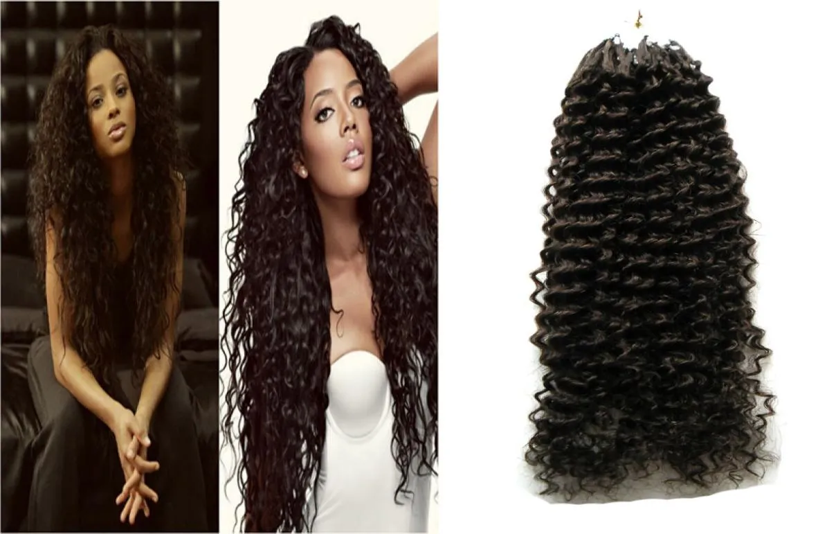 Kinky Curly Hair Micro Bbead Extensions Micro Link Hair Extensions Human 100g Virgin Loop