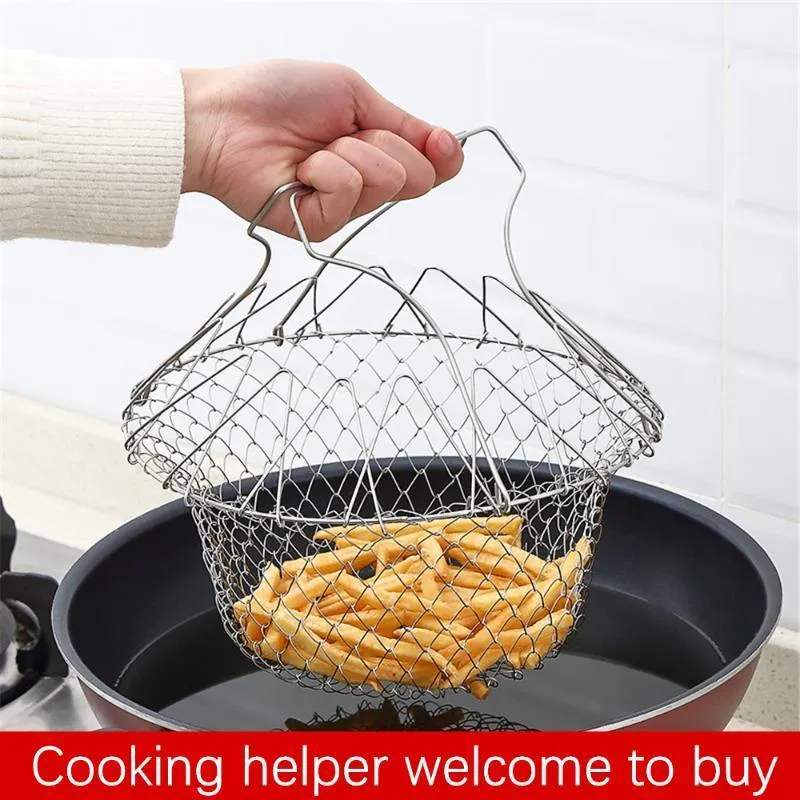 Spoons Stainless Steel Fried Large Noodles Kitchen Fries Tools Vegetable Drain Basket Household Leak-proof Net Spoon Folding Filter1