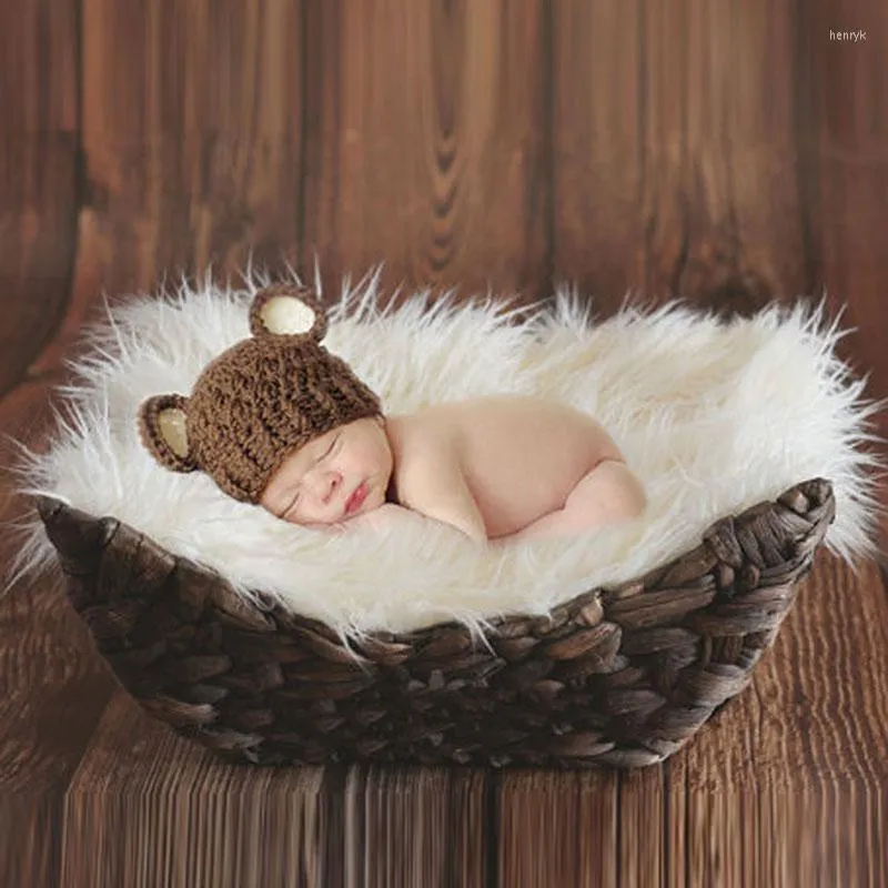 Coperte 50 50 cm Born Baby Pography Puntelli Outfit Po Coperta avvolta in filato elasticizzato in pelliccia infantile