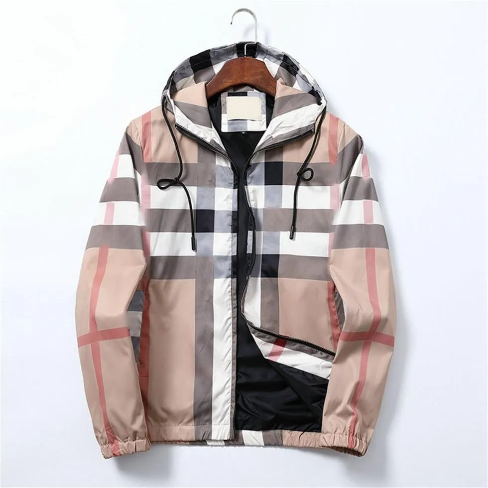 Fashion men's plaid windproof hooded jacket on sale