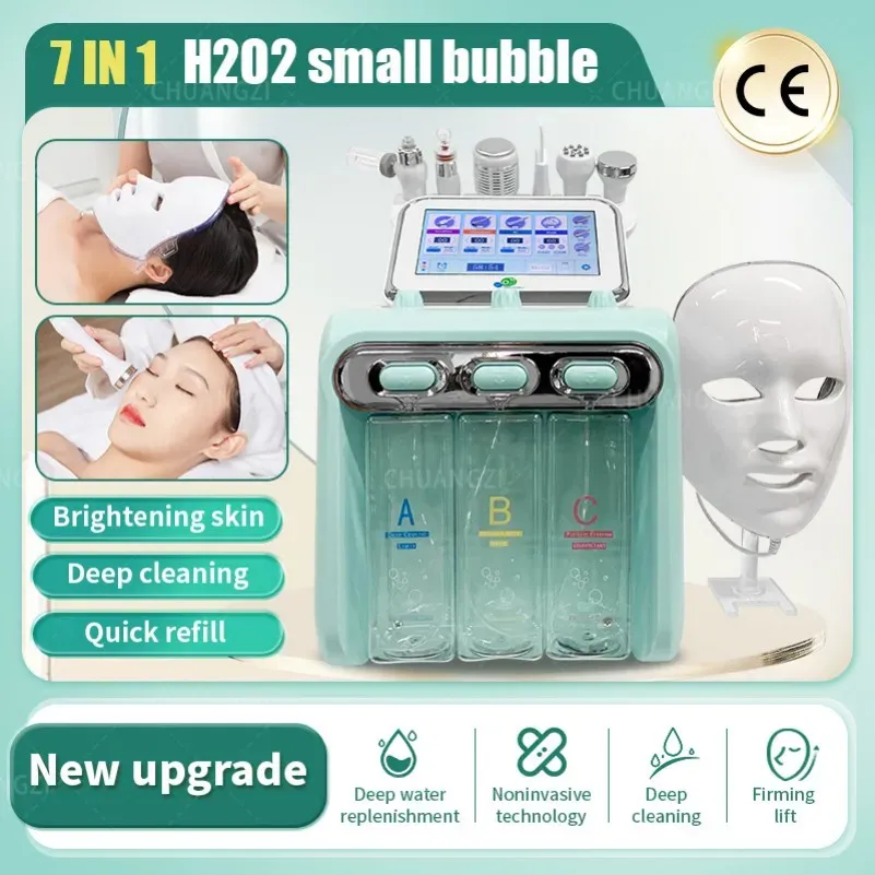 Uppdaterad 6 i 1 Portable Hydro Dermabrasion Skin Care Beauty Machine Water Oxygen Jet Hydro Diamond Peeling Microdermabrasion