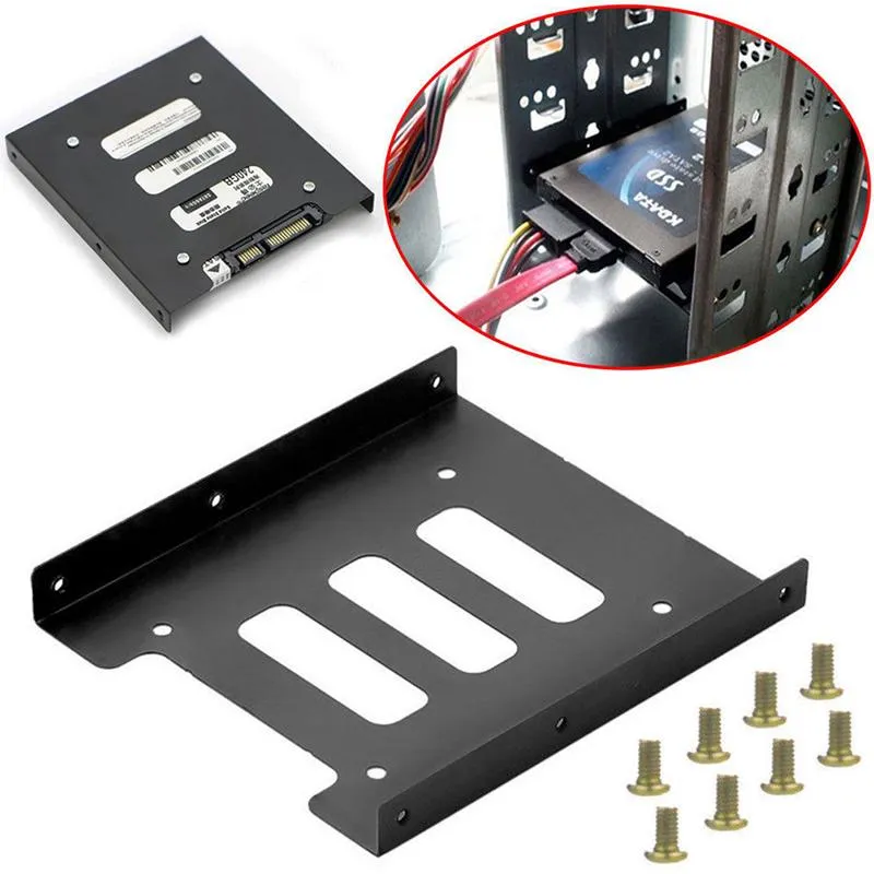 Adaptadores úteis SSD de 2,5 polegadas HDD a 3,5 polegadas Adaptador de montagem de metal de 3,5 polegadas Pontuador de parafuso de parafuso do disco rígido para PC Drive Drive Gabinete