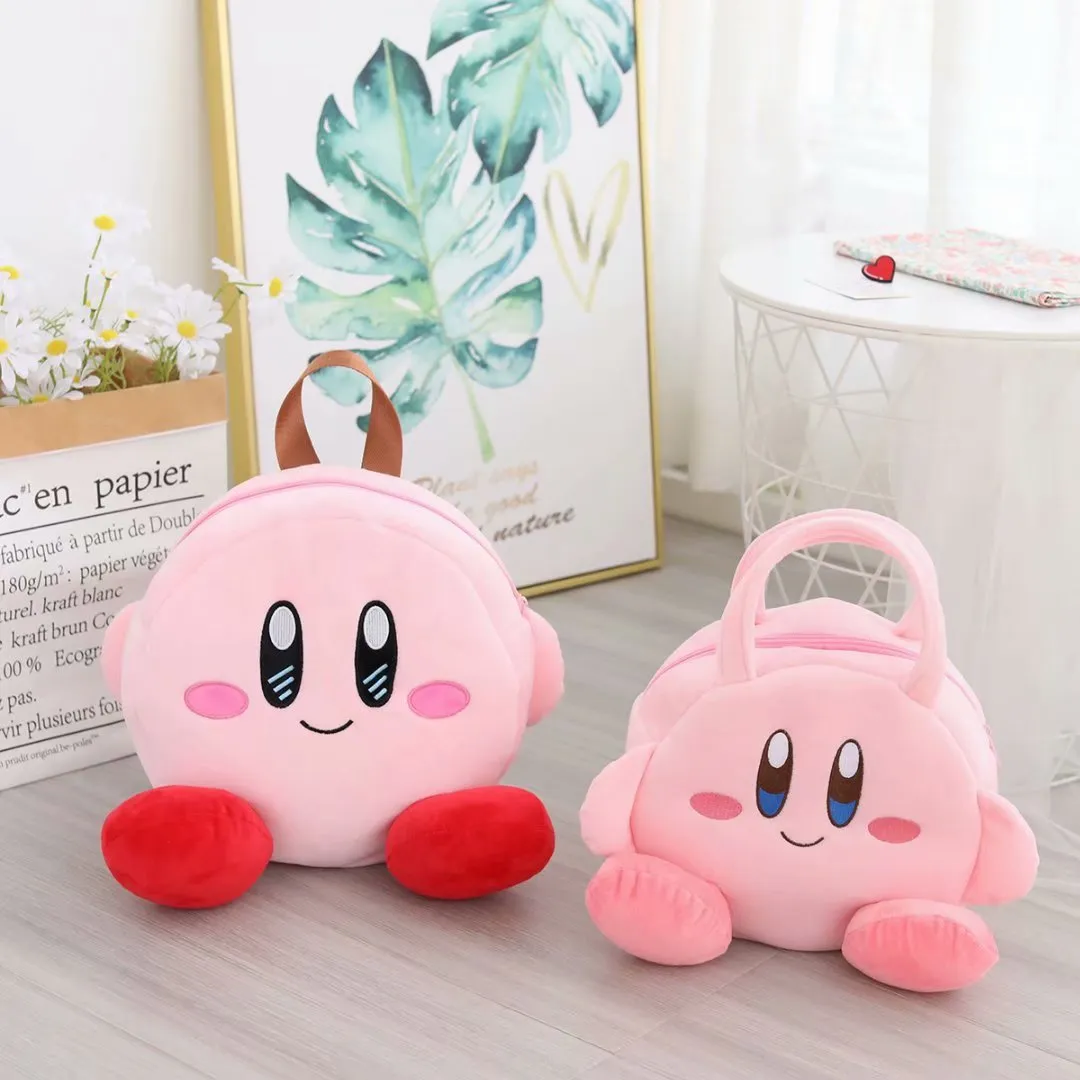 INS 3 stili Kawaii Cartoon Kirby Plush Backpack Girl Double Shoulder Bags Regalo di compleanno di grande capacità