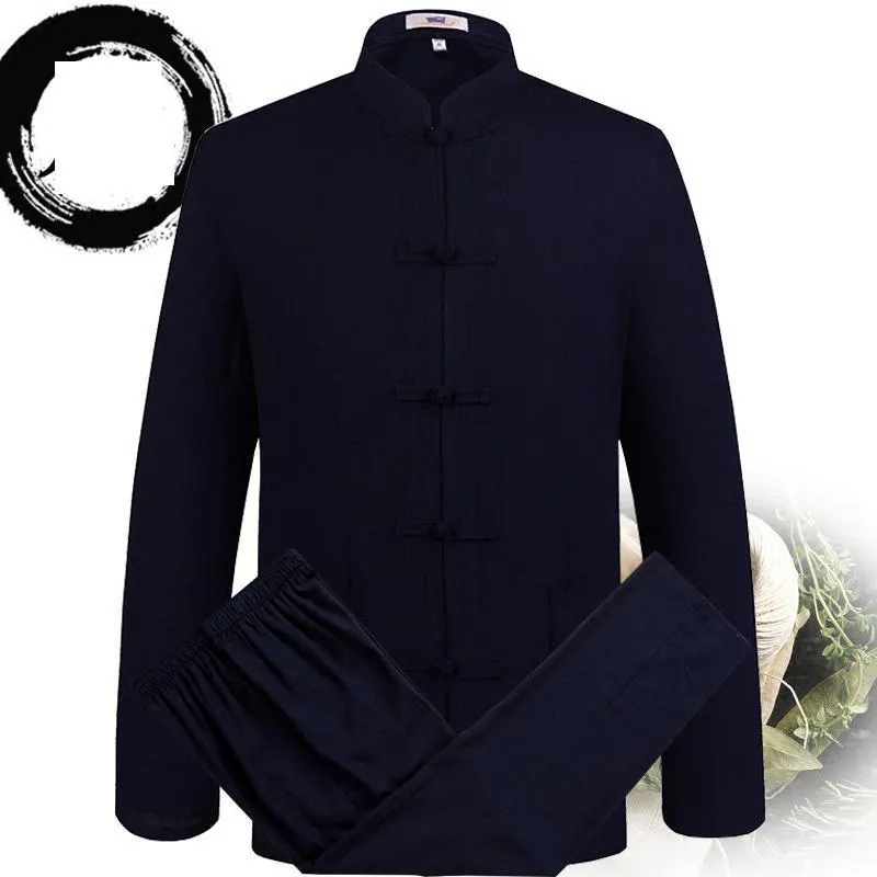 Vêtements ethniques Hommes Coton Lin Solide Printemps Été Tang Costume À Manches Courtes Tai Chi Uniformes Homme Chemise Et Pantalon Hanfu VêtementsEthnique EthnE