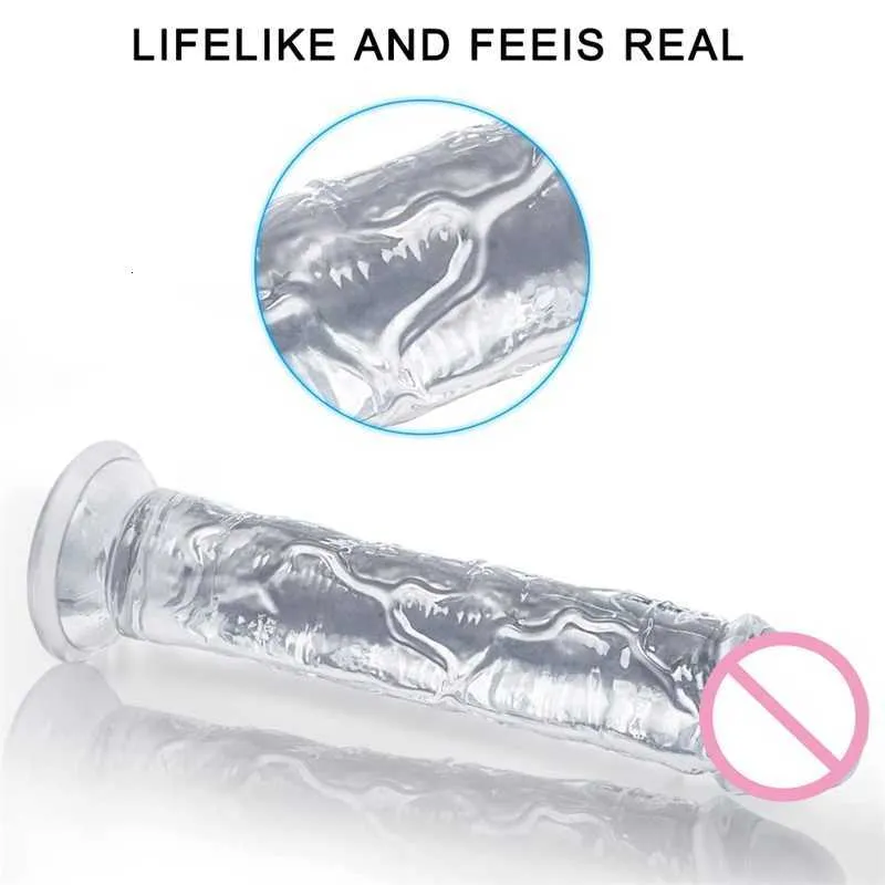 Dildo realistico, dildo trasparente da 17,5 cm con forte ventosa, dildo  anale flessibile stimolazione del punto G per donne, uomini