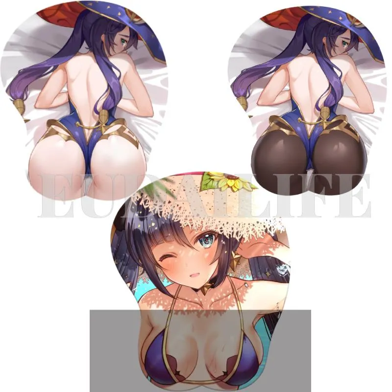 Pads Genshin Impact Mona Mousepad 3D Hands poignet Rest Mouse Pad Game Mousepad Silicone Mont Oppai Soft Mouse Mat Office Work Gift