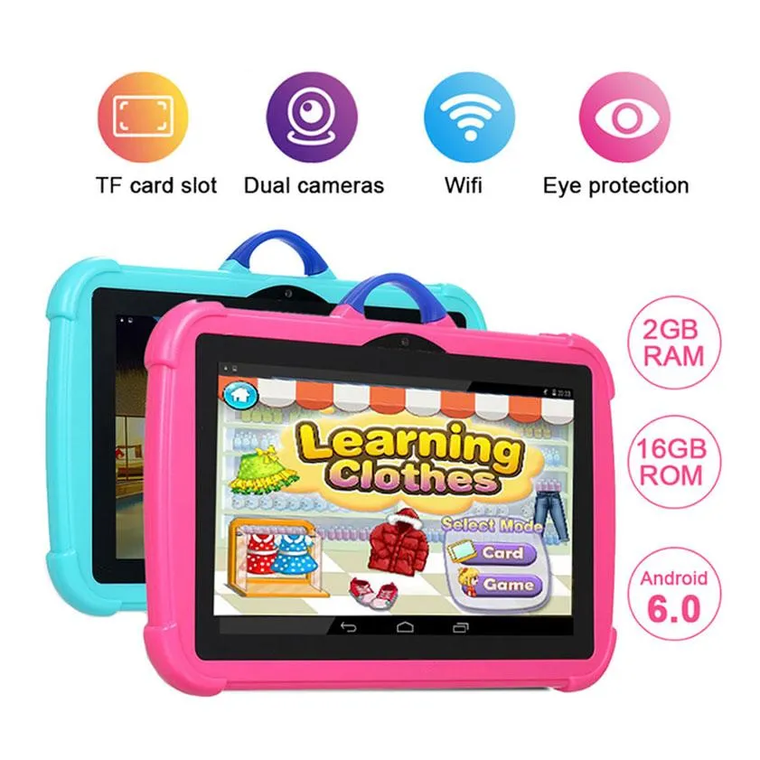Tablets Q8 7 Inch Kids Tablet IPS Screen 1024*600 Resolution 1GB+8GB Memory Android 5.1 Support WiFi/BT Connection Blue