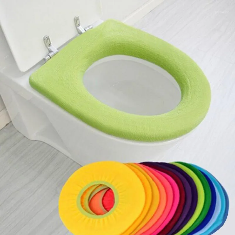 Tappetini da bagno 1pc Coprisedile per WC caldo e confortevole per prodotti da bagno Cuscini per cuscini in cotone con piedistallo Colori casuali