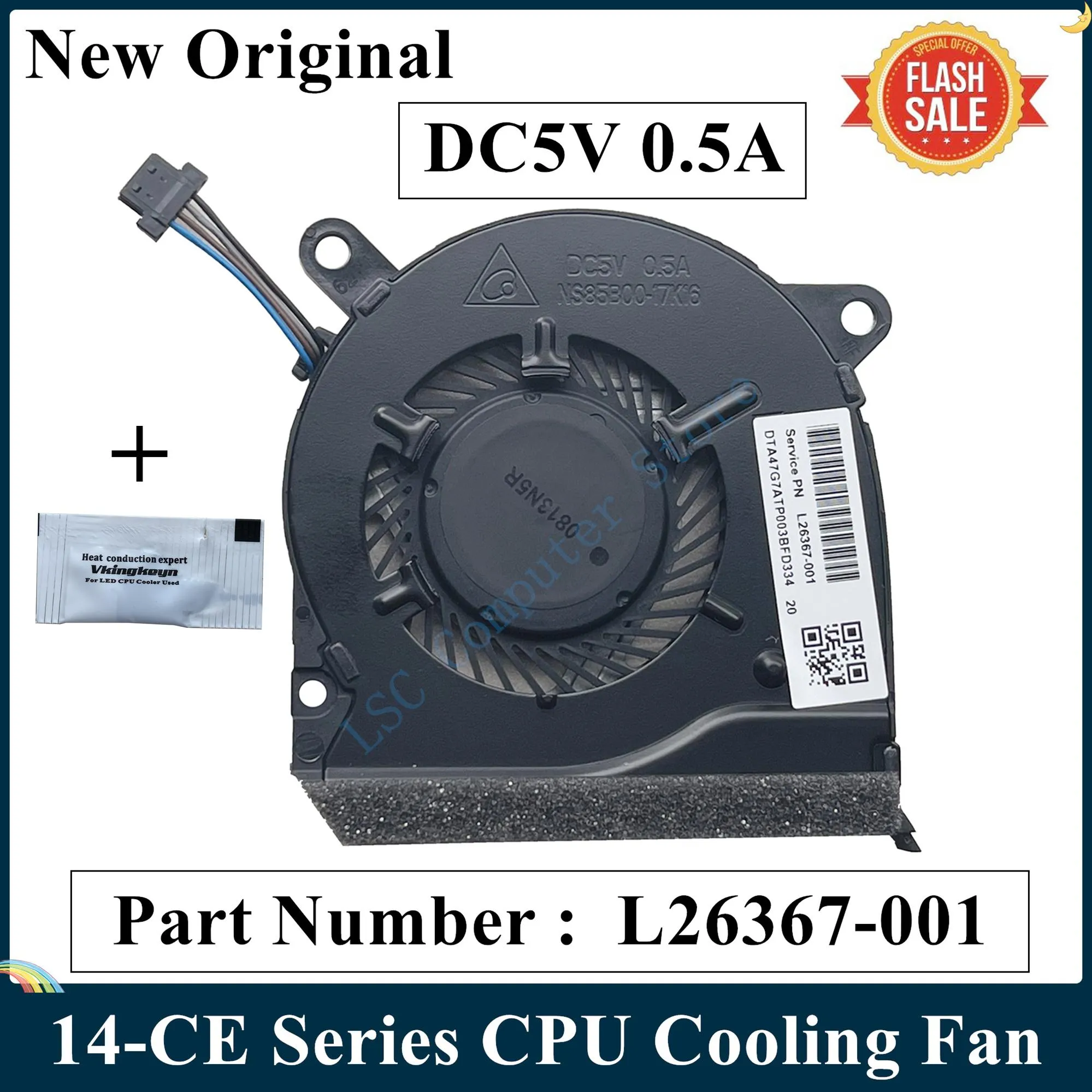 Pads LSC Nuovo originale per HP Pavilion 14ce Series Laptop Fan di raffreddamento CPU L26367001 NS85B0017K16 TPN Q207 DC5V 0,5A