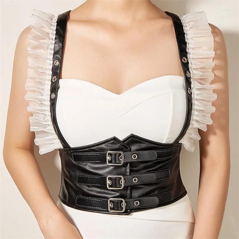Womens Sexy Wide Waist Belt Elastic Leather Corset Belt, Waspie