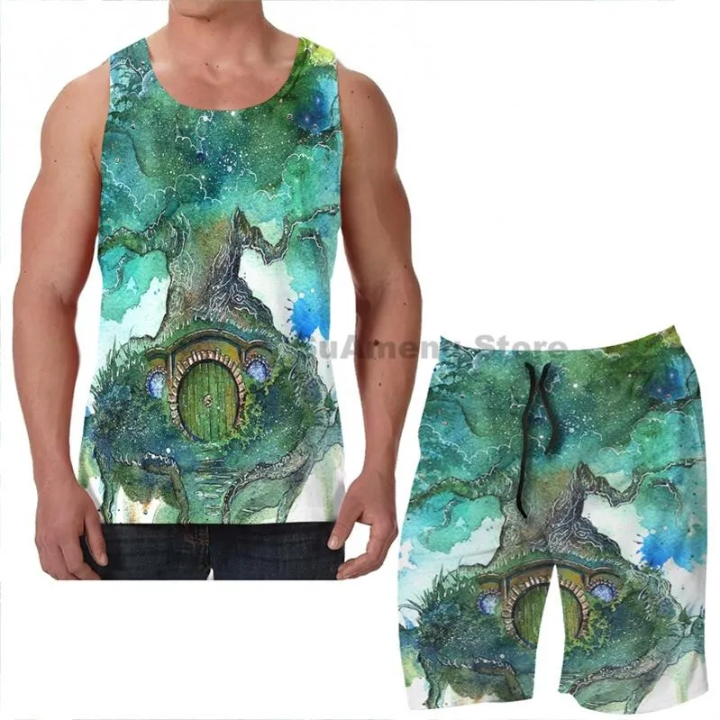 Men's Tracksuits Summer Funny Print Men Tank Tops Women Old Oak Tree Beach Shorts Sets Fitness Vest