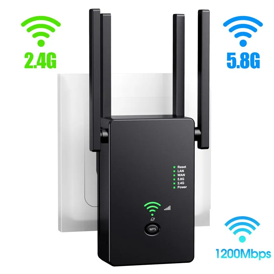 Routers 5GHz Wireless WiFi Repeater 1200Mbps Router WiFi Booster 2.4G WiFi Long Range Extender 5G WiFi Signal Amplifier Repeater WiFi