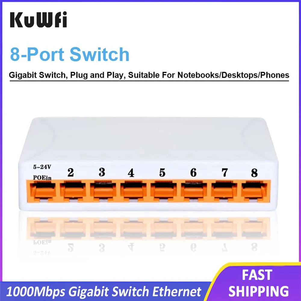 Control KuWFi Gigabit Switch Ethernet 1000Mbps High Performance RJ45 Hub Internet Splitter Network Switch Ethernet Smart Switch