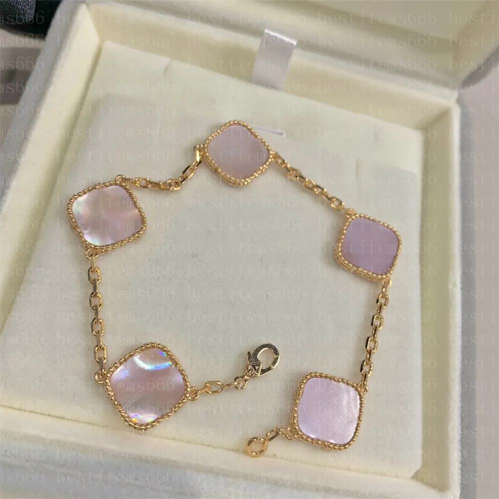 Fashion Classic 4/Four Leaf Clover Charm Bracelets Bangle Chain 18K Gold Agate Shell Mother-of-Pearl For Women&Girl Wedding Mother' Day Jewelry Women Gold G01