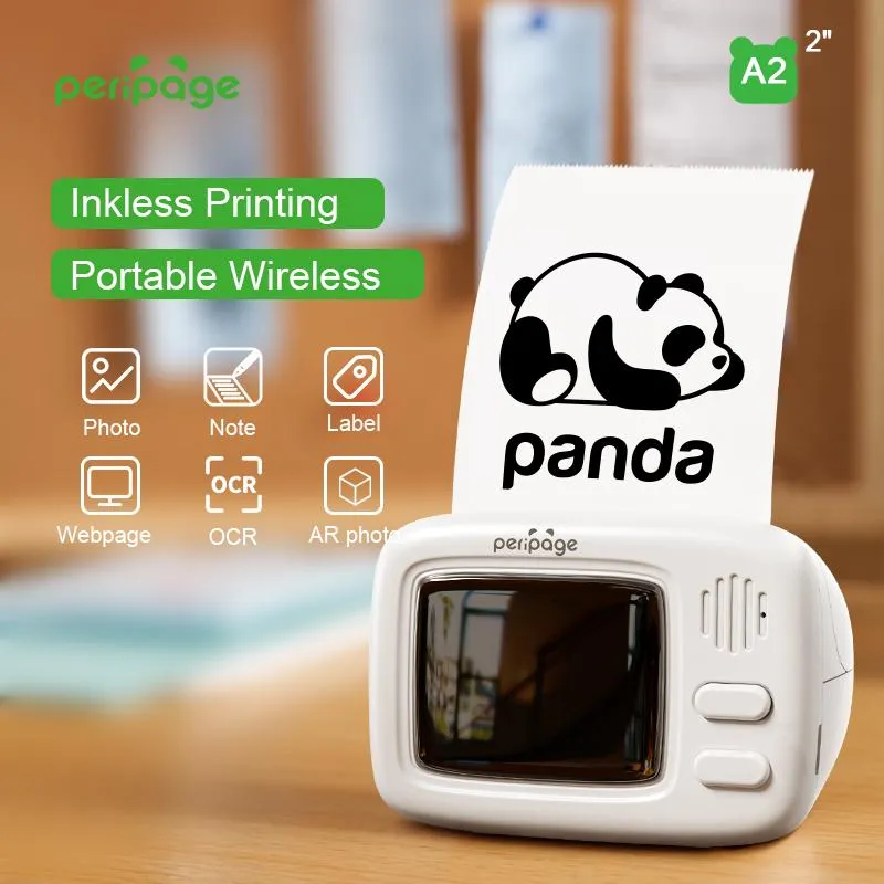 Impressoras 2022 Peripage InkFree HD A2 Mini 203dpi Portable Bluetooth Photo Photo Printer Rótulo Térmica Maker Impressora Fotos Etiquetas Presente de Xmas