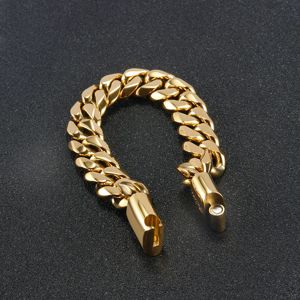 18k Yellow Gold Filled Hip Hop Mens Bracelet 8 Long Solid Wrist Chain With  12mm Thickness From Qytyo, $19.35 | DHgate.Com