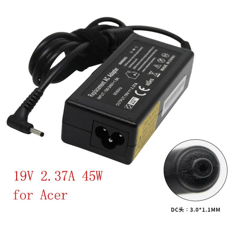 アダプターラップトップアダプター19V 2.37a 3.0*1.1mm 45W for Acerコンピューターノートブック充電器用Acerパワーラップトップ用