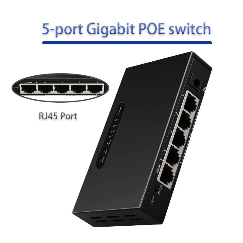 Kontrola Ethernet Smart Switcher Game RJ45 Przełącznik 10/100/1000 Mbps Internet Splitter 5port Poe Gigabit Switch Multifunkcja RJ45 HUB