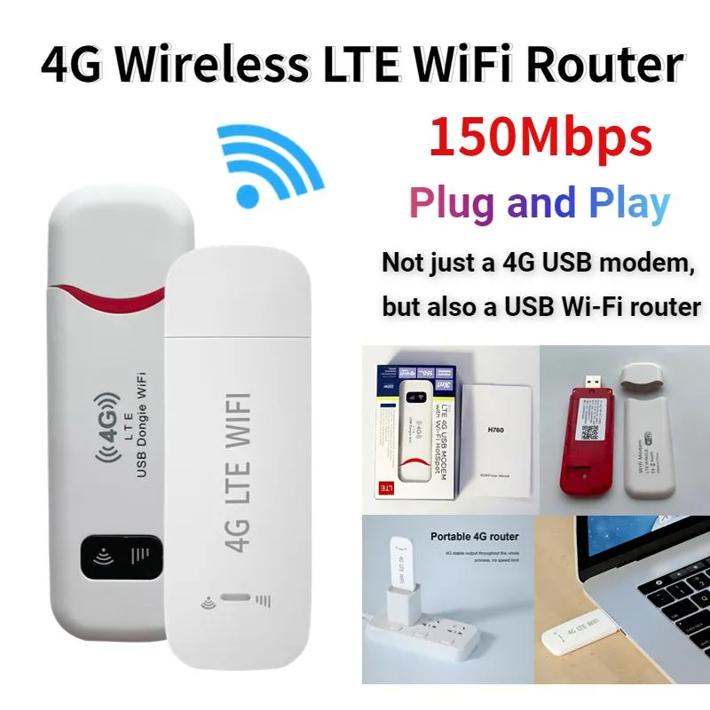 Routers 4G LTE Wireless USB Dongle Mobile Broadband 150Mbps Modem Stick 4G Sim Card Wireless Router Home Office Wireless WiFi Adapter