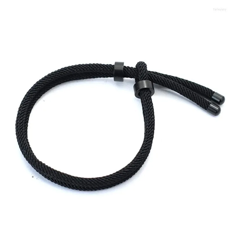 Charm Bracelets Minimalist Cord Chain Bracelet For Men Double Layer 4mm Nylon Rope Stainless Steel Outdoor Mountaineering Braslet Pulsera