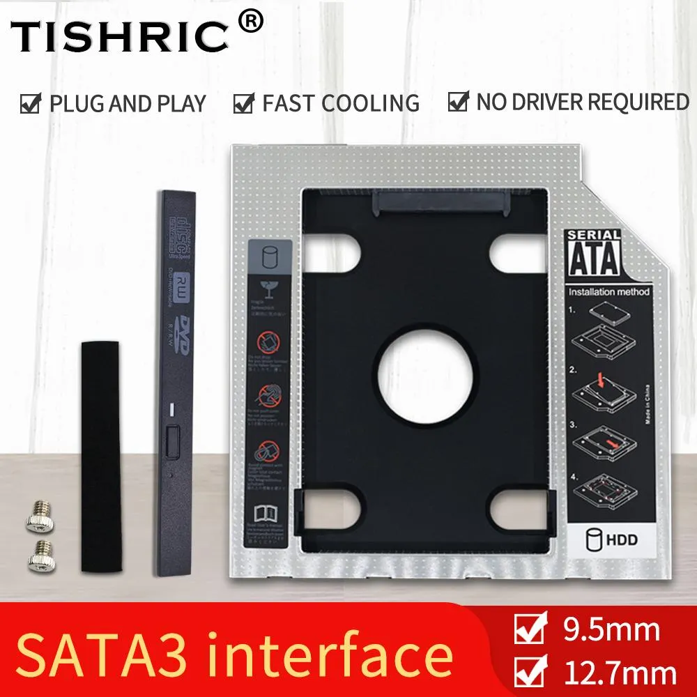 Behuizing Tishric Universal Aluminium 2e HDD Caddy 9,5 12,7 mm Sata 3.0 Hard Disk Drive Box Optibay behuizing 2.5 SSD voor laptop DVDROM