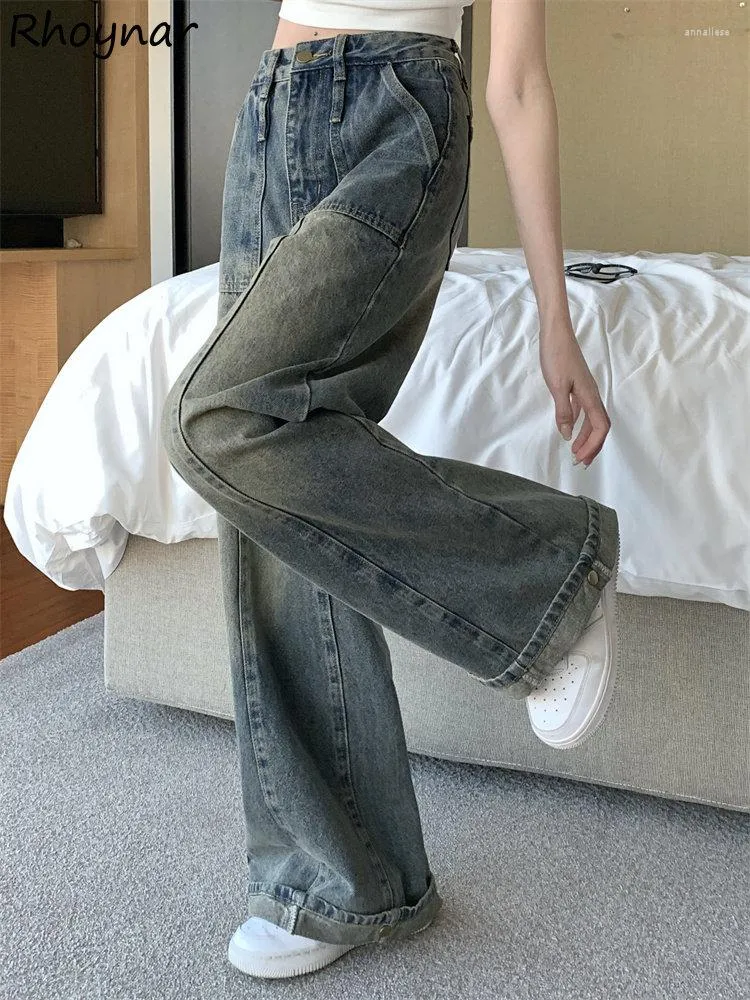 Jeans femme jambe large femmes Baggy Vintage printemps personnalite Style americain college Streetwear mode petit ami Hip Hop Harajuku