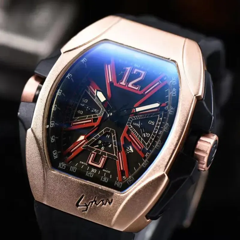 2023 Franker Top Top Famous Brand Mens Watches Quartz Movement Limited Edition 디자이너 시계 고무 스트랩 라이프 스타일 방수 남성 시계 Montre de Luxe