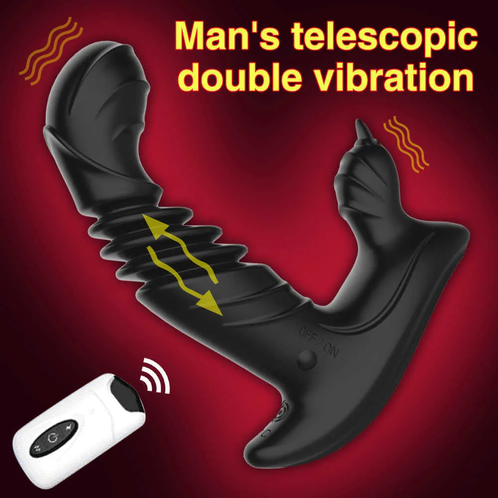 Wireless Remote Vibrator For Men Automatic Telescopic Vibrating Male Prostate Massager Plug Anal Sex Toy