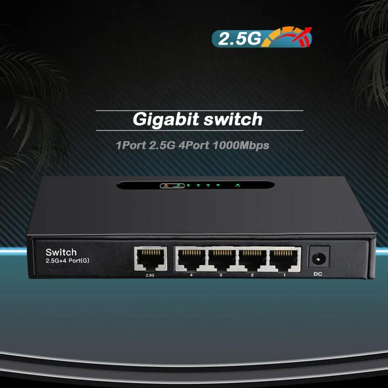 Switches 5Port 2.5G Switch Gigabit Ethernet Switch Ethernet Hub RJ45 2500/1000Mbps Desktop Gigabit Network Switch 8pin Auto LAN Switching