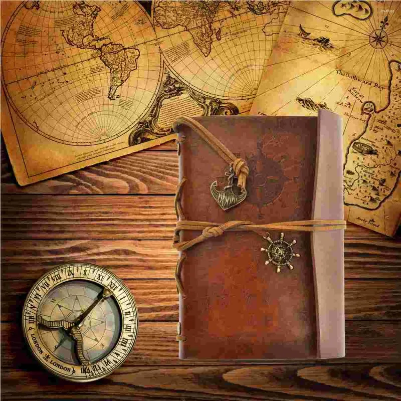 Retro Vintage Pirate Anchor Pu täcker lös blad strängbunden tom anteckningsbok Notepad Travel Journal Diary Jotter (Brown)
