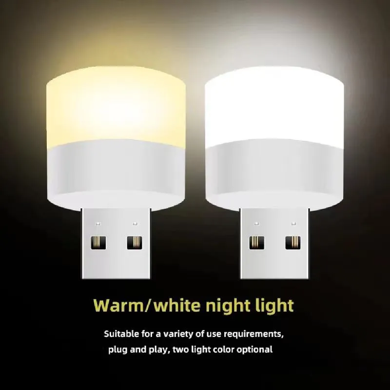 Bulbs 2x Mini Night Light Portable LED Lamp USB Plug Bulb Computer Mobile Car Auto Bedroom Book Eye Protection Reading GiftLED