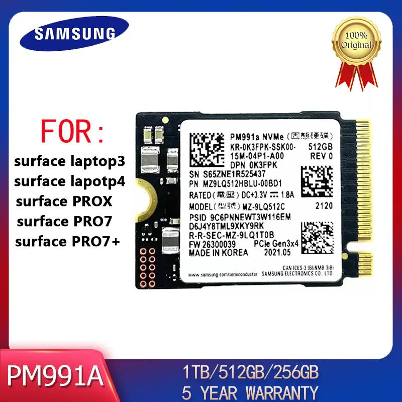 Drives Samsung PM991a 1TB SSD M.2 2230 Internal Solid State Drive PCIe 3.0x4 NVME SSD For Microsoft Surface Pro 7+ Steam Deck