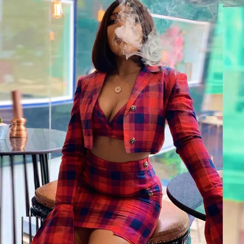 Plaid two piece skirt discount